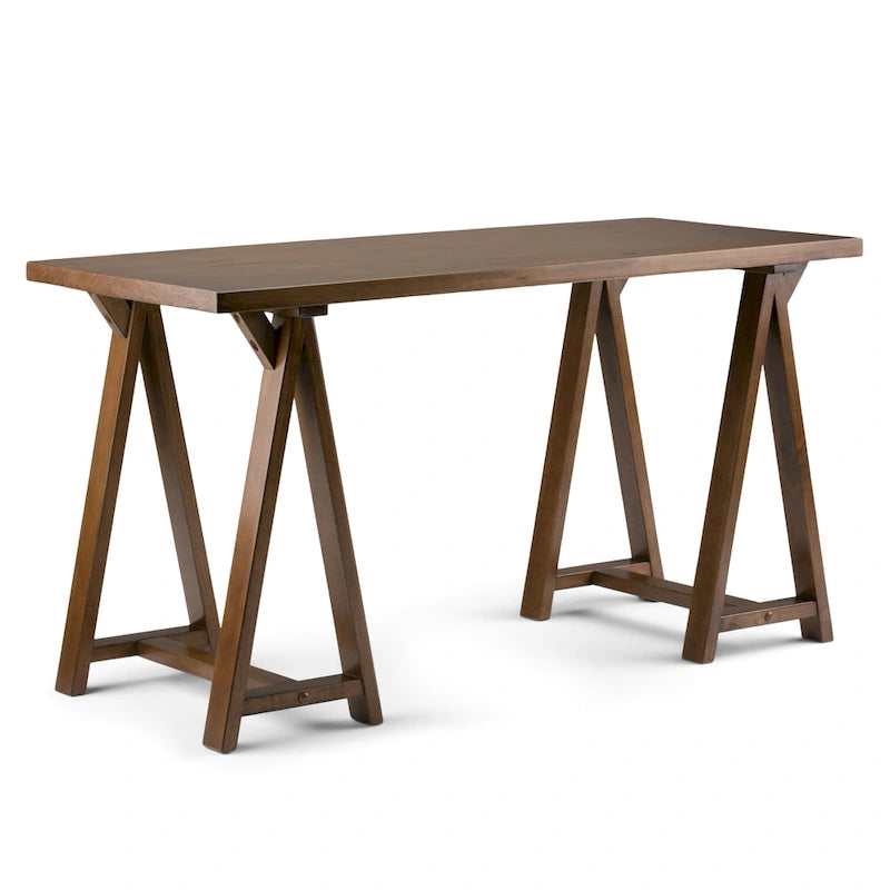 WYNDENHALL Hawkins Bureau de travail moderne industriel en BOIS MASSIF de 56 pouces de large