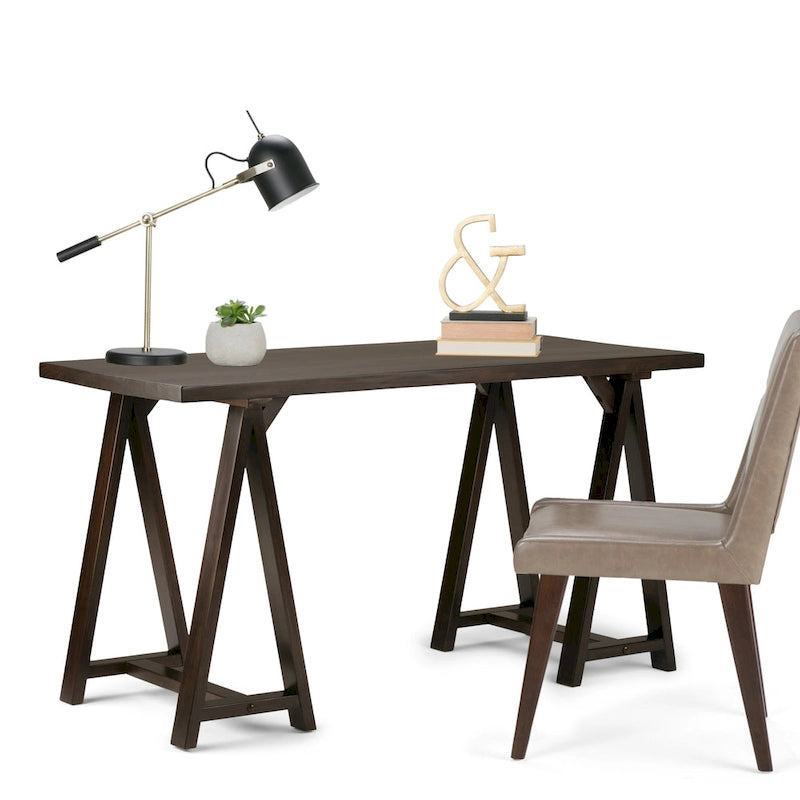 WYNDENHALL Hawkins Bureau de travail moderne industriel en BOIS MASSIF de 56 pouces de large