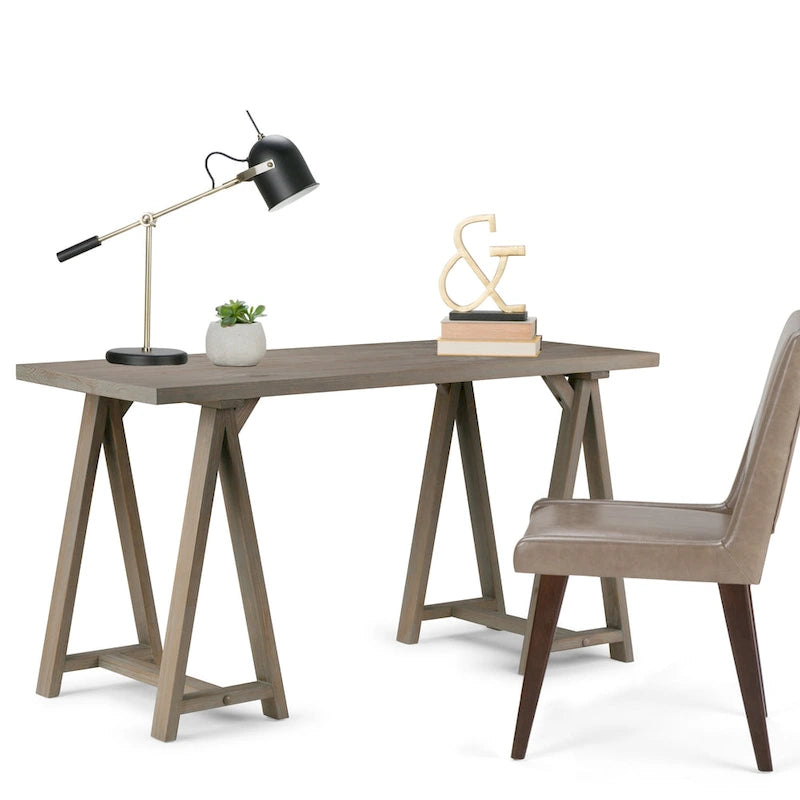 WYNDENHALL Hawkins Bureau de travail moderne industriel en BOIS MASSIF de 56 pouces de large
