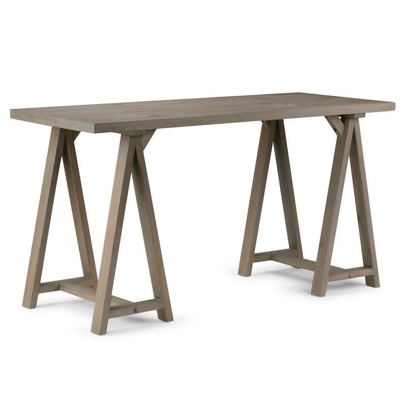 WYNDENHALL Hawkins Bureau de travail moderne industriel en BOIS MASSIF de 56 pouces de large