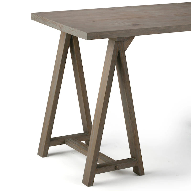 WYNDENHALL Hawkins Bureau de travail moderne industriel en BOIS MASSIF de 56 pouces de large