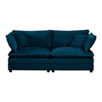 Canapé sectionnel rembourré 4 pièces avec ottoman bleu