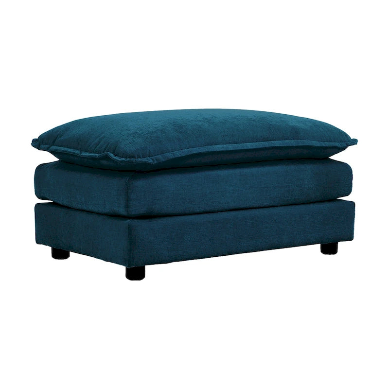 Canapé sectionnel rembourré 4 pièces avec ottoman bleu