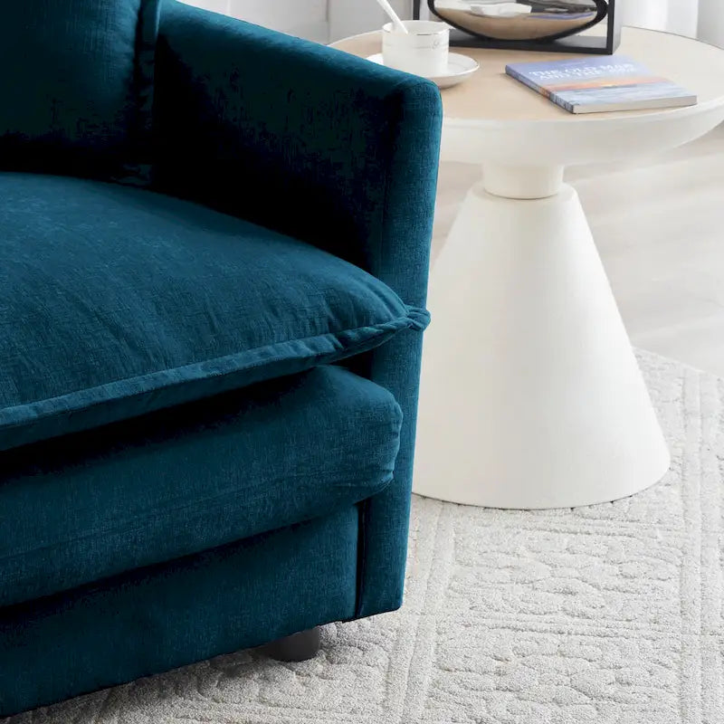 Canapé sectionnel rembourré 4 pièces avec ottoman bleu