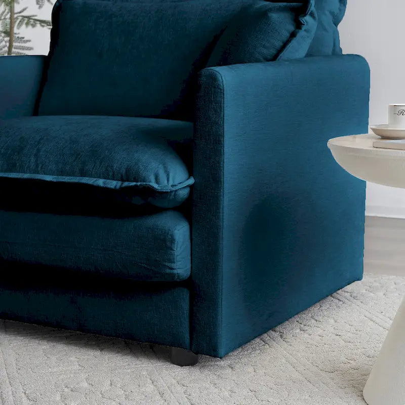 Canapé sectionnel rembourré 4 pièces avec ottoman bleu