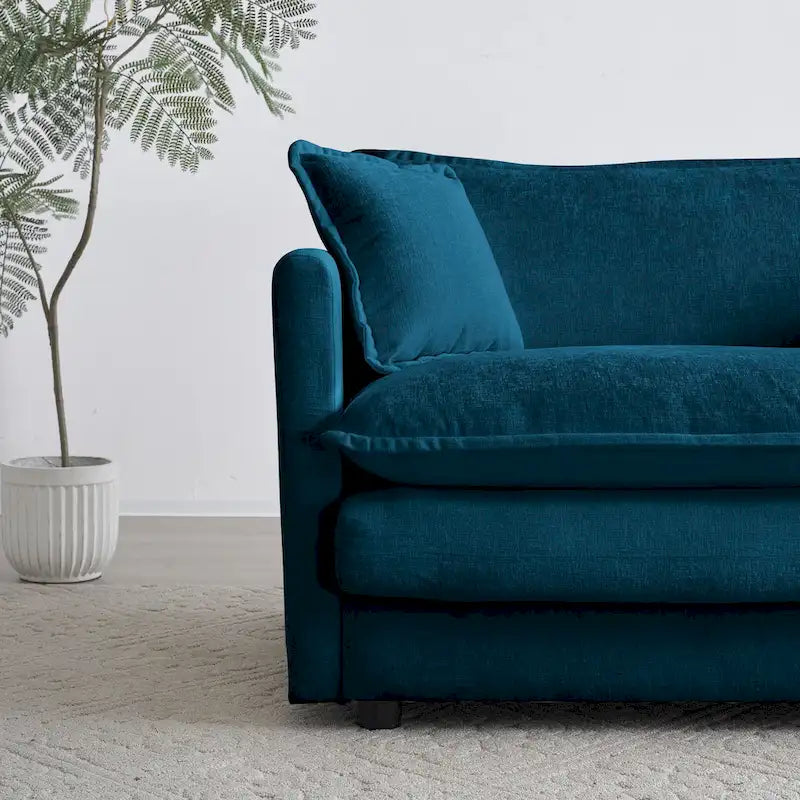 Canapé sectionnel rembourré 4 pièces avec ottoman bleu