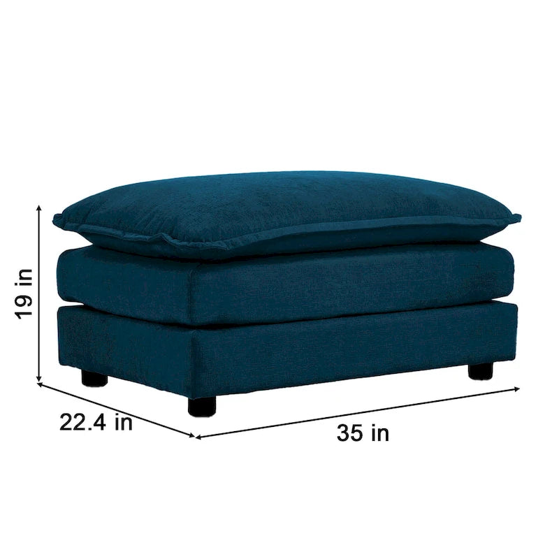 Canapé sectionnel rembourré 4 pièces avec ottoman bleu