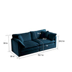Canapé sectionnel rembourré 4 pièces avec ottoman bleu