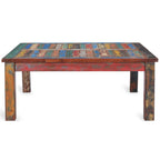 Table Basse Carrée en Teck Chic fabriquée à partir de Bateaux en Bois de Teck Recyclé