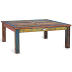 Table Basse Carrée en Teck Chic fabriquée à partir de Bateaux en Bois de Teck Recyclé
