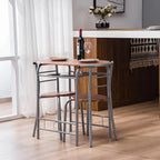 Ensemble de bar pour petit-déjeuner 3 pièces à hauteur de comptoir, brun clair/argenté, 2 places