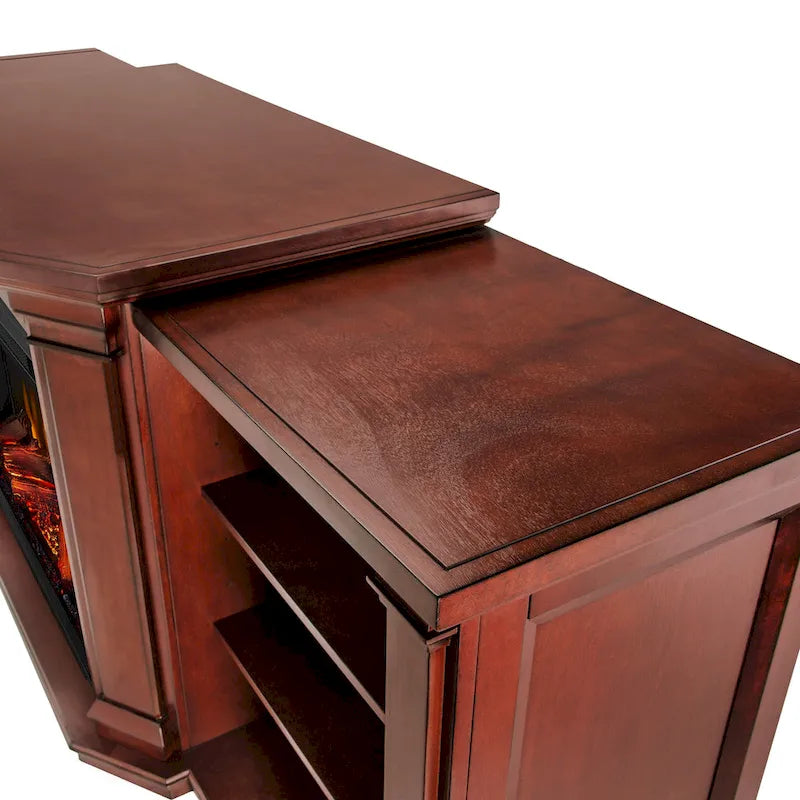 Meuble TV cheminée électrique acajou foncé, 1 personne, 75,5"L x 21,5"P x 27,7"H