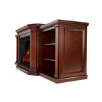 Meuble TV cheminée électrique acajou foncé, 1 personne, 75,5"L x 21,5"P x 27,7"H