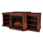 Meuble TV cheminée électrique acajou foncé, 1 personne, 75,5"L x 21,5"P x 27,7"H