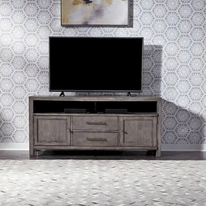 Meuble TV vieilli gris anthracite – Style rustique, convient aux TV jusqu'à 183 cm