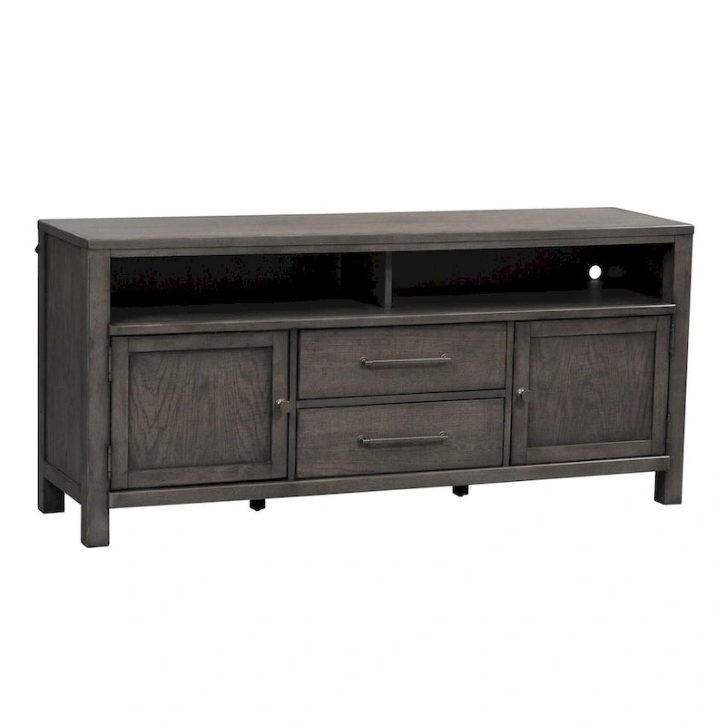Meuble TV vieilli gris anthracite – Style rustique, convient aux TV jusqu'à 183 cm