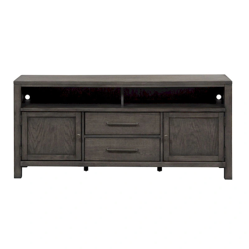 Meuble TV vieilli gris anthracite – Style rustique, convient aux TV jusqu'à 183 cm