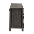 Meuble TV vieilli gris anthracite – Style rustique, convient aux TV jusqu'à 183 cm