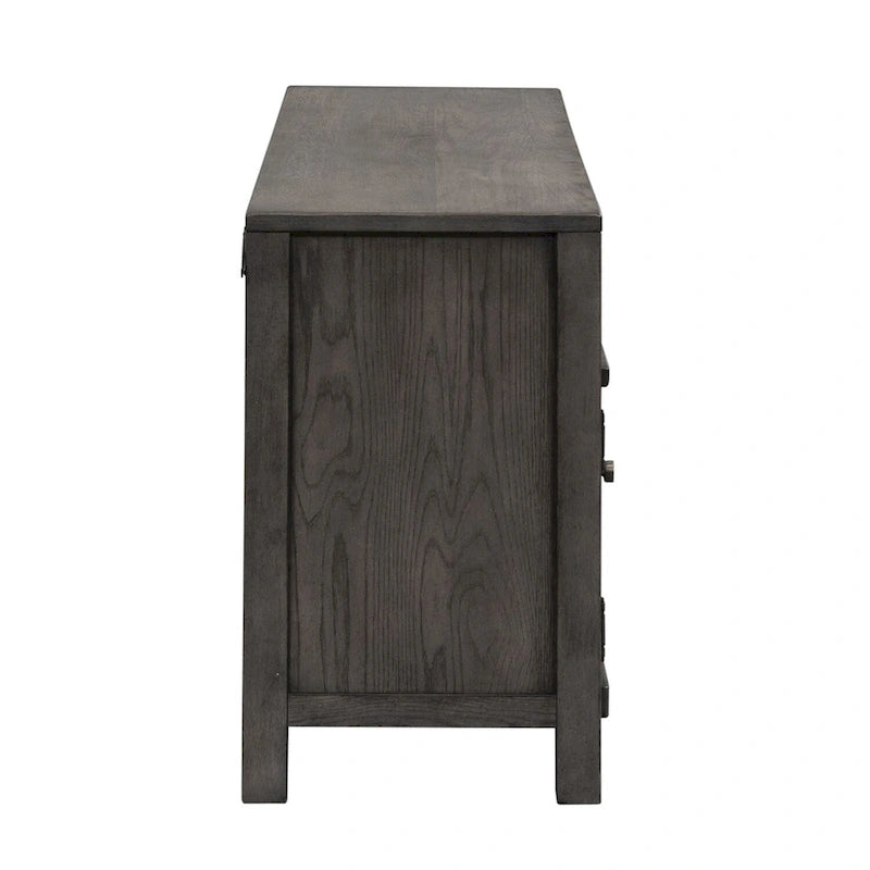 Meuble TV vieilli gris anthracite – Style rustique, convient aux TV jusqu'à 183 cm