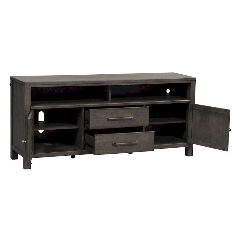 Meuble TV vieilli gris anthracite – Style rustique, convient aux TV jusqu'à 183 cm