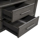 Meuble TV vieilli gris anthracite – Style rustique, convient aux TV jusqu'à 183 cm
