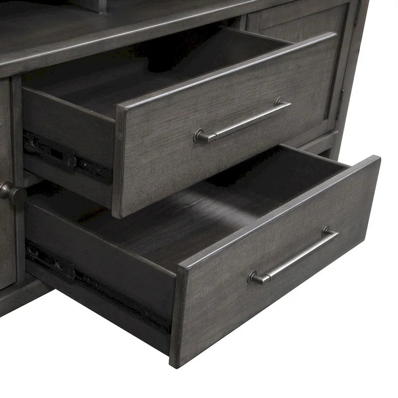 Meuble TV vieilli gris anthracite – Style rustique, convient aux TV jusqu'à 183 cm