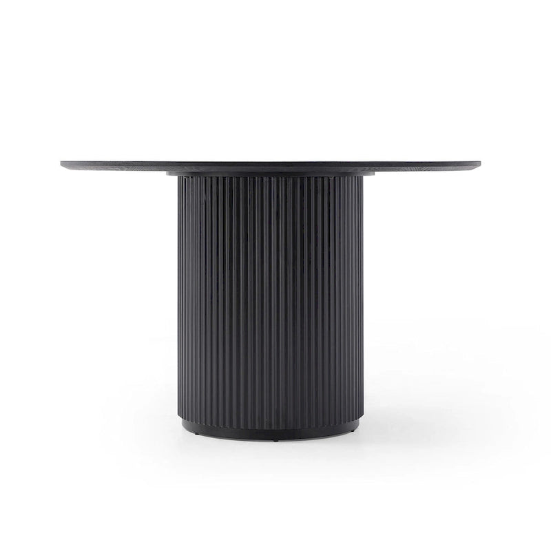 Table à manger ronde noire, pied central, 4 places