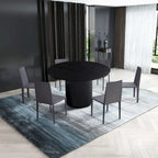 Table à manger ronde noire, pied central, 4 places