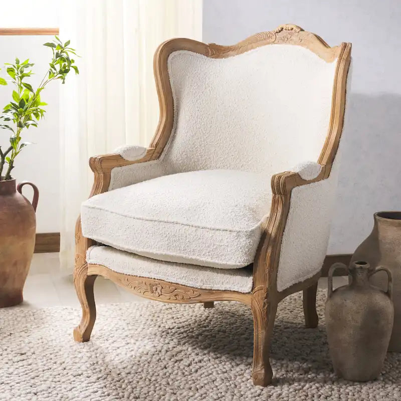 Fauteuil d'appoint Camelback 1 place en lin naturel et chêne