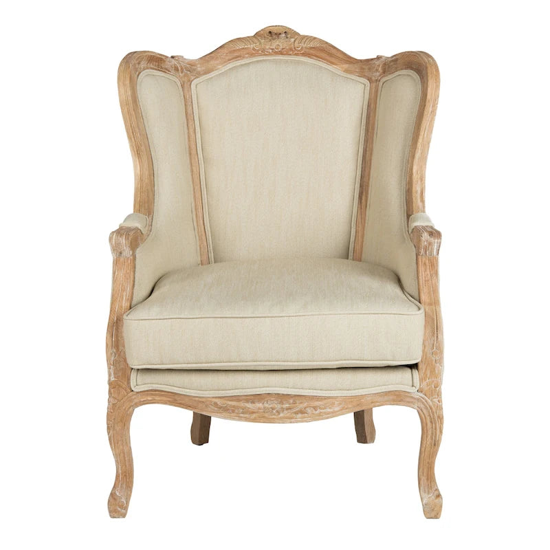 Fauteuil d'appoint Camelback 1 place en lin naturel et chêne
