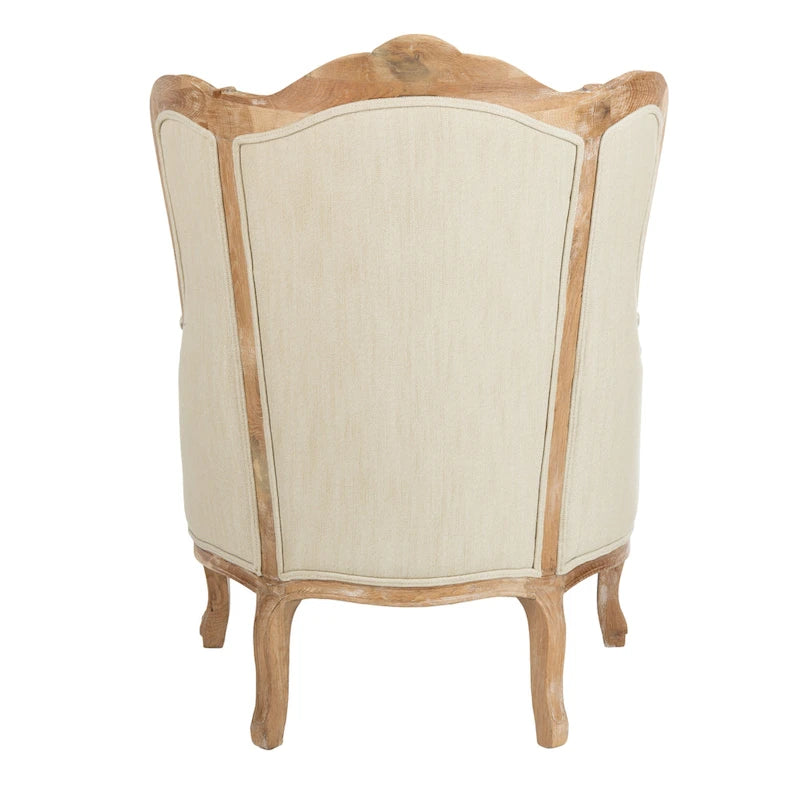 Fauteuil d'appoint Camelback 1 place en lin naturel et chêne