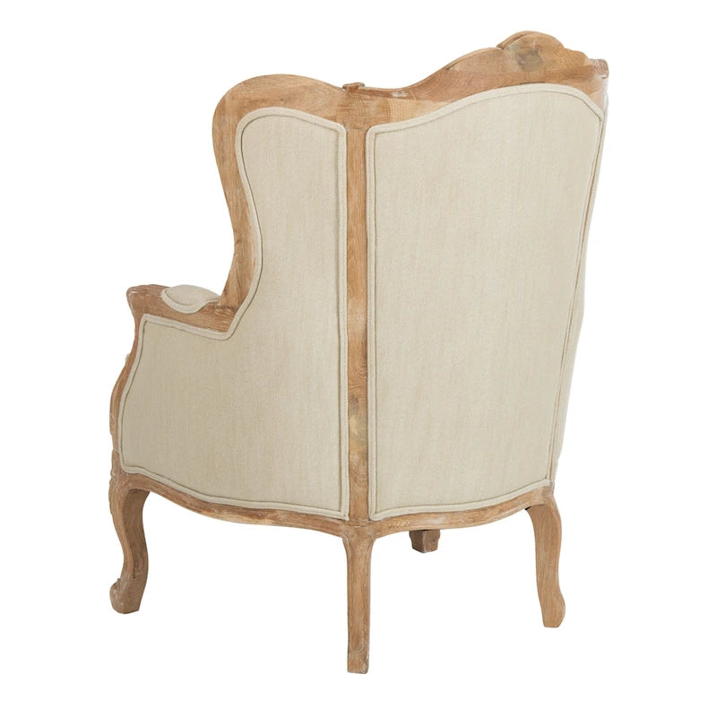 Fauteuil d'appoint Camelback 1 place en lin naturel et chêne