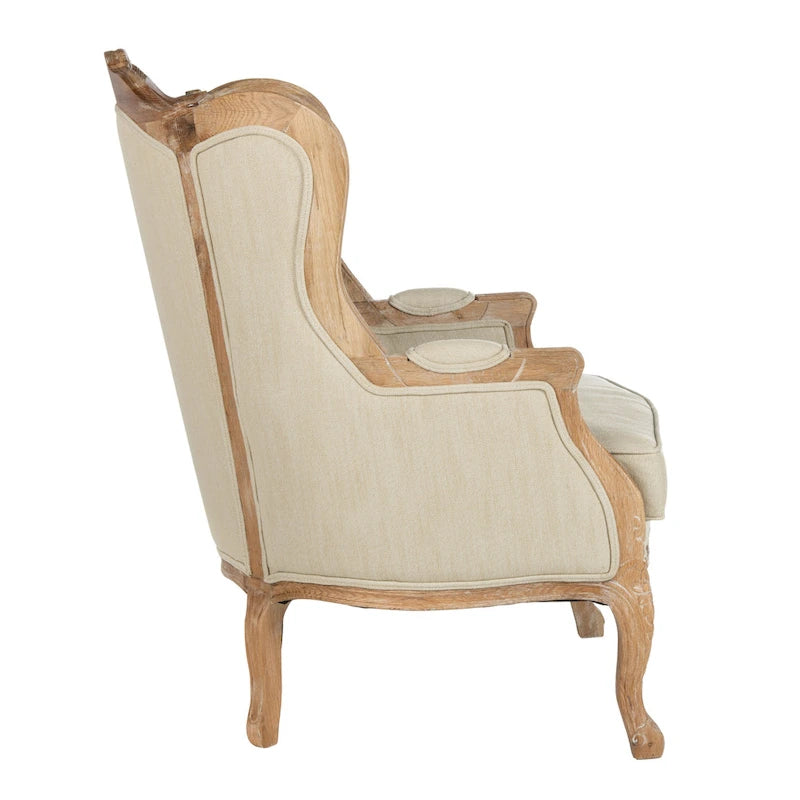 Fauteuil d'appoint Camelback 1 place en lin naturel et chêne