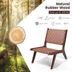 Fauteuils d'appoint en cuir tressé avec cadre en bois