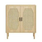 Meuble de rangement rustique avec 2 portes en rotin