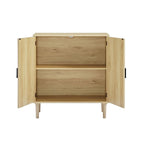 Meuble de rangement rustique avec 2 portes en rotin