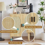 Meuble de rangement rustique avec 2 portes en rotin
