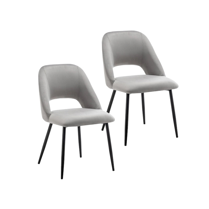 Chaises de salle à manger Porthos Home Orde en velours avec pieds en acier, lot de 2