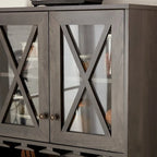 Meuble Bar de Ferme Gris Anthracite avec Porte Coulissante en Verre et Casier à Bouteilles, Simple