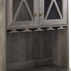 Meuble Bar de Ferme Gris Anthracite avec Porte Coulissante en Verre et Casier à Bouteilles, Simple