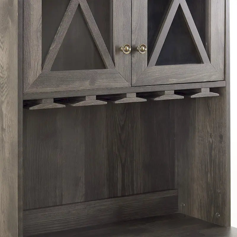 Meuble Bar de Ferme Gris Anthracite avec Porte Coulissante en Verre et Casier à Bouteilles, Simple