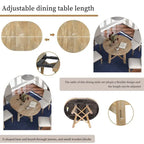 Table de salle à manger ronde extensible en bois naturel/expresso, 4 à 6 places