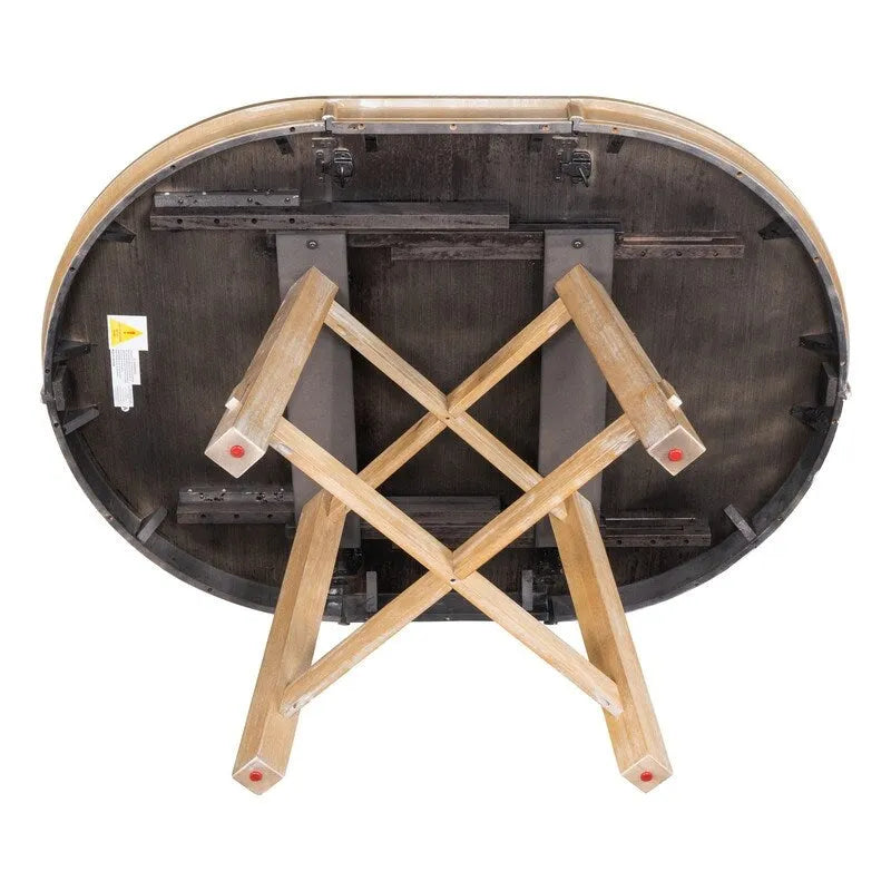 Table de salle à manger ronde extensible en bois naturel/expresso, 4 à 6 places