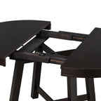 Table de salle à manger ronde extensible en bois naturel/expresso, 4 à 6 places