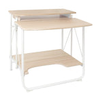 Bureau d'écriture et d'ordinateur blanc pliable pour 1 personne avec étagère