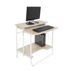 Bureau d'écriture et d'ordinateur blanc pliable pour 1 personne avec étagère