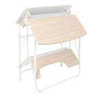 Bureau d'écriture et d'ordinateur blanc pliable pour 1 personne avec étagère