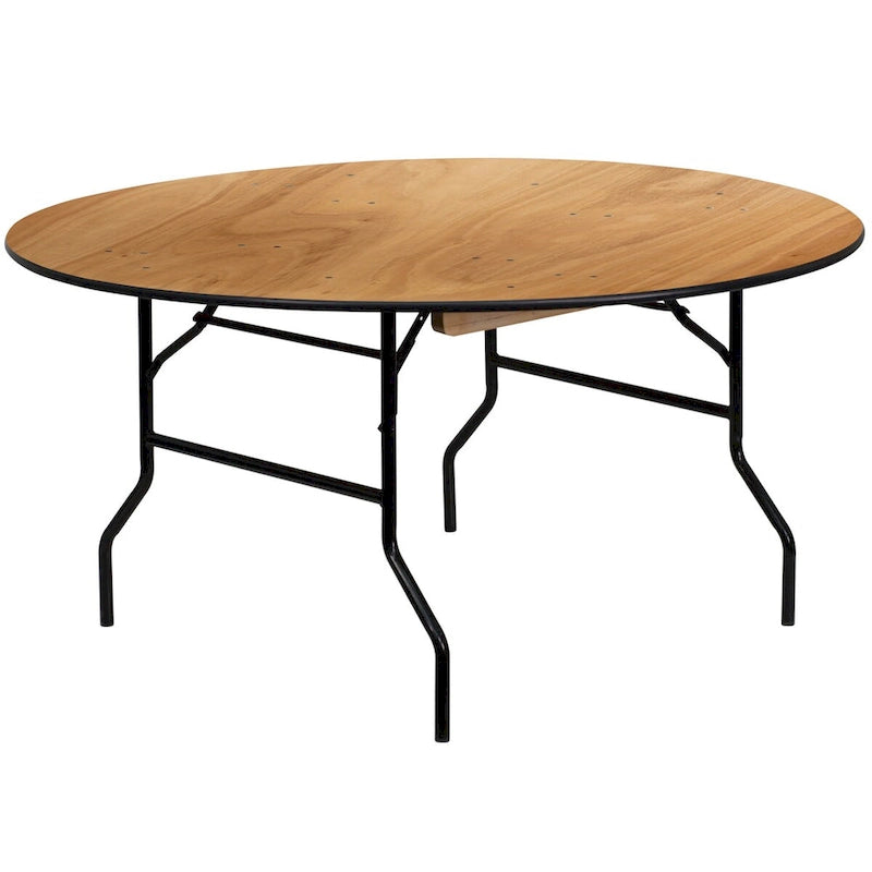 Table ronde pliante naturelle, 152 cm de diamètre – Peut accueillir jusqu'à 8 personnes