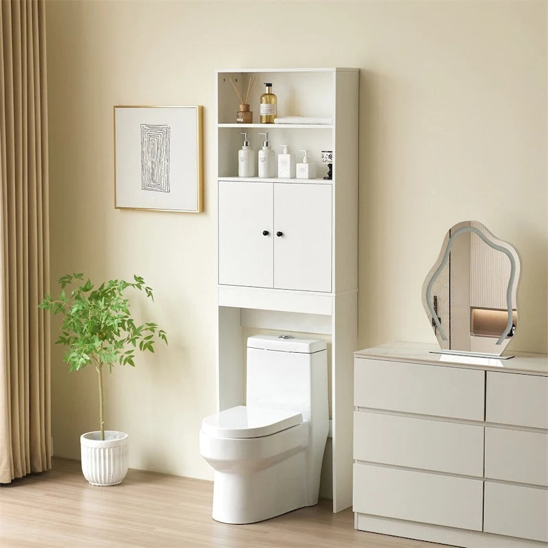 Meuble de rangement pour WC style ferme blanc/noir, capacité 2 personnes