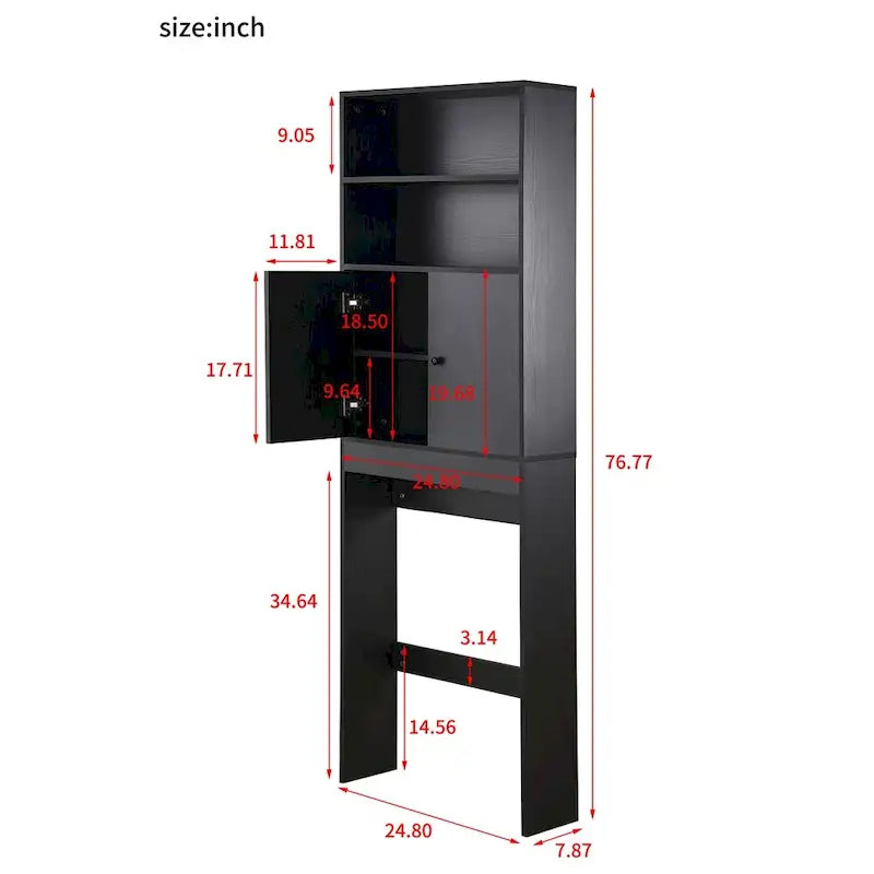 Meuble de rangement pour WC style ferme blanc/noir, capacité 2 personnes